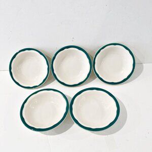 Syracuse China 5 Wintergreen Berry Fruit Dessert Bowls Green Rim USA Vintage